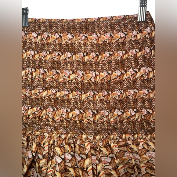 Acler New Kyle Skirt Neutral Leaves Smocked Mini Size 4 - Picture 5 of 6